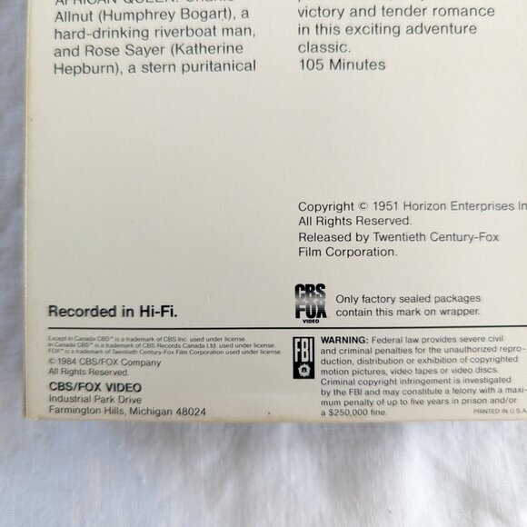 3/$15 The African Queen (1951) VHS movie with Humprey Bogart, Katherine Hepburn - Picture 5 of 6